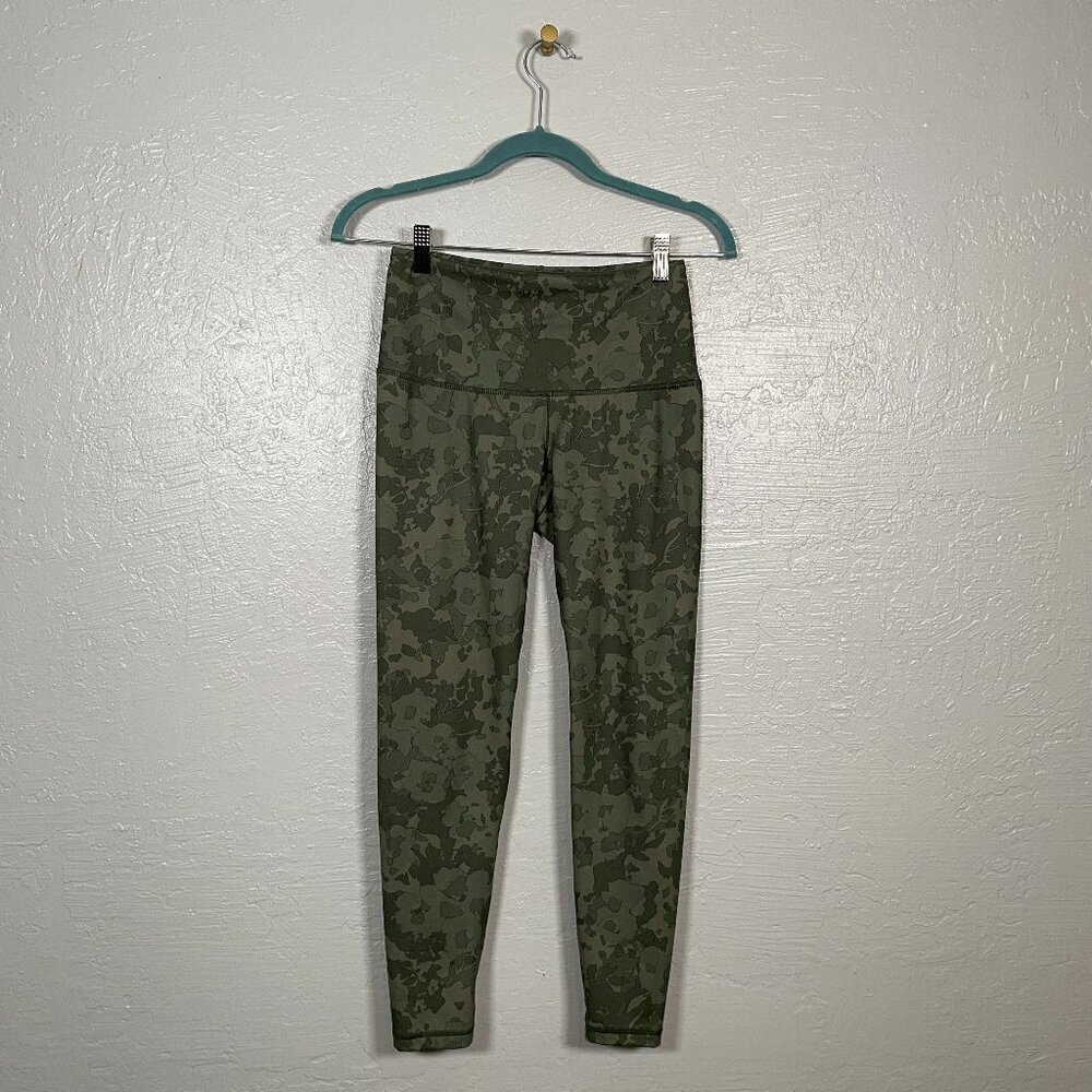 Prana Women S Green Floral Camo Kimble Printed 7/8 Leggings Pocket Athletic